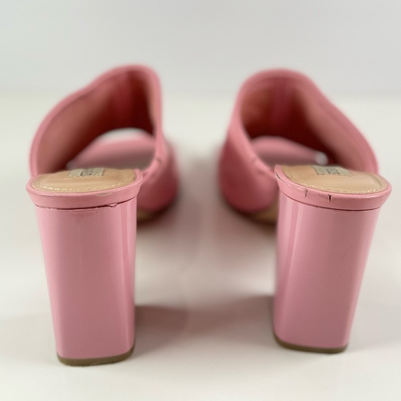 Steve Madden Lexia Leather Slip On Squared Open Toe Chunky Heeled Sandal Size 9 - Picture 5 of 7